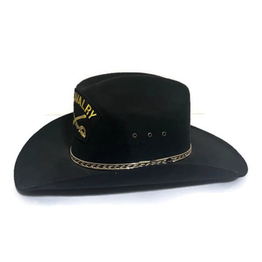 Vintage U.S. Cavalry Black Hat with Gold Details - Picture 3 of 6